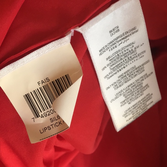 BCBGMaxAzria Fais Lipstick Red Silk Dress AHS - Picture 7 of 8